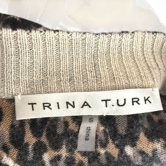 Trina Turk v-neck animal print wool sweater, S - Picture 4 of 5